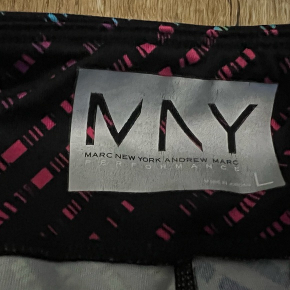 NWOT Marc New York Andrew Marc Black Pink Yellow Blue Green Cropped Leggings - Picture 3 of 4
